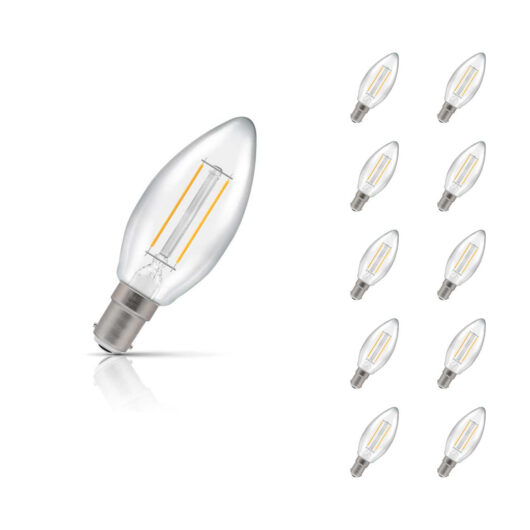Crompton Candle LED Light Bulb B15 2.5W (25W Eqv) Cool White 10-Pack Clear