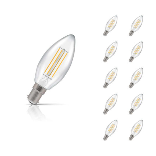 Crompton Candle LED Light Bulb B15 4.2W (40W Eqv) Warm White 10-Pack Clear