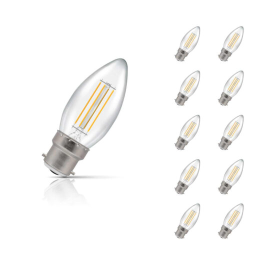 Crompton Candle LED Light Bulb Dimmable B22 5W (40W Eqv) Cool White 10-Pack Clear