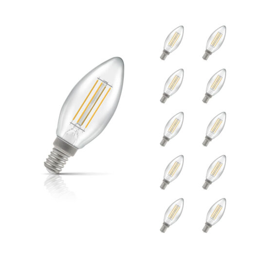 Crompton Candle LED Light Bulb E14 4.2W (40W Eqv) Warm White 10-Pack Clear