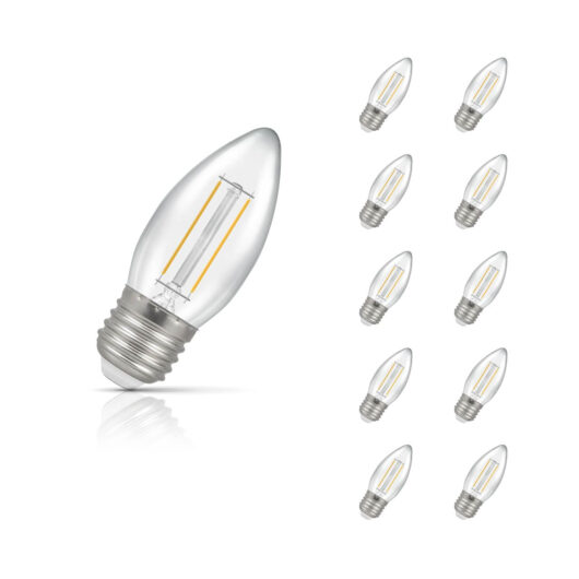 Crompton Candle LED Light Bulb E27 2.2W (25W Eqv) Warm White 10-Pack Clear