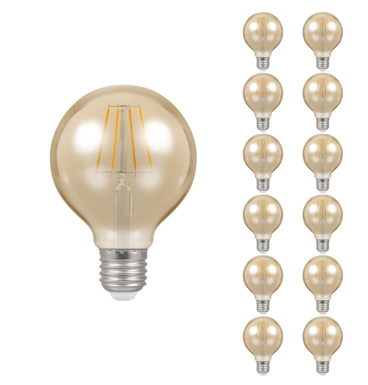 Crompton Globe LED Light Bulb G80 E27 5W (35W Eqv) Warm White 12-Pack Vintage