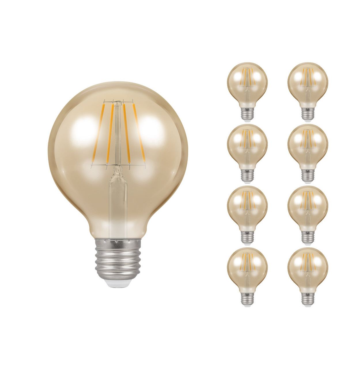Crompton Globe LED Light Bulb G80 E27 5W (35W Eqv) Warm White 8-Pack Vintage