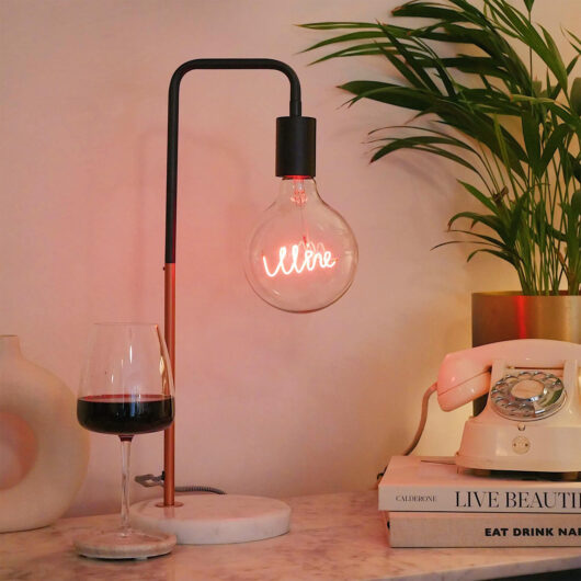 Wine Led Text Light Bulb & Marble Stone Desk Lamp