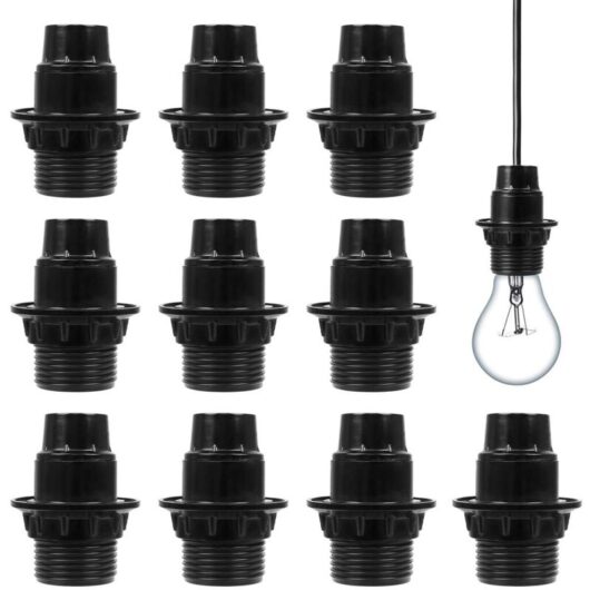 10 Pcs Lamp Holders Fit E14 Screw Bulbs and Screw Energy Saving Lamps(Black)
