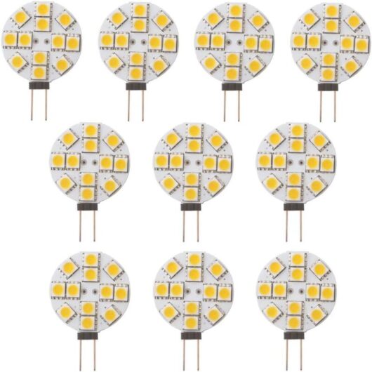 10x G4 led Bulb Non Dimmable Warm White 2700K 180° Beam Light Bulb Replacement 20W Halogen Lamp for Kitchen Camper Van rv Trailer Boat dc 12V