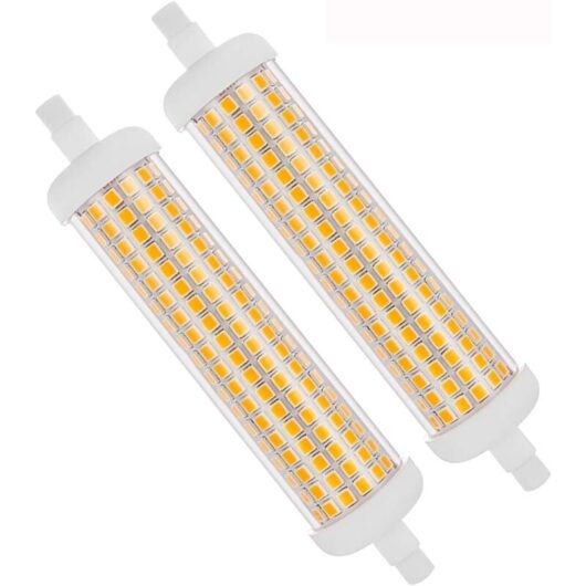 2 Pack 118mm R7s led Light Bulbs Dimmable Warm White 3000K 20W Equivalent to 100W ac 230V 2000lm j Type 180°