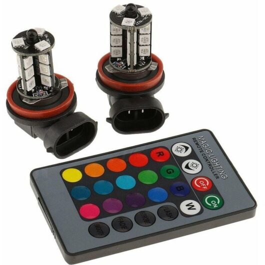 2 Pack H8/H11 rgb Fog Light, Multicolor rgb led Fog Light Driving Lights H8/H11 Replacement Bulb with Remote Control