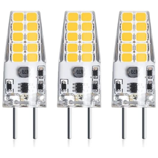 3PCS 3W 12V G6.35 led Light Bulb T3 / T4 / T5 G6.35 / GY6.35 Base Cool White 6000K Replacement of 30W Halogen Bulb for Under Cabinet Lighting Desk