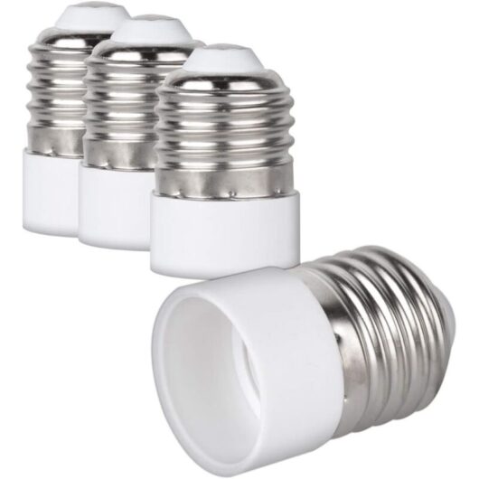 4x Socket Adapter - E27 to E14 Socket Converter - E14 Base Lamp Holder Adapter for led Halogen Bulb