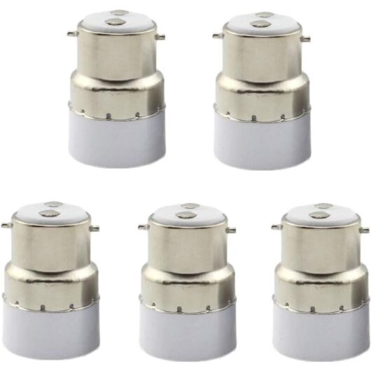 5 Pack B22 to E14 Light Bulb Socket Converter B22 Socket Adapter Switch to Standard E14 Lamp Holder