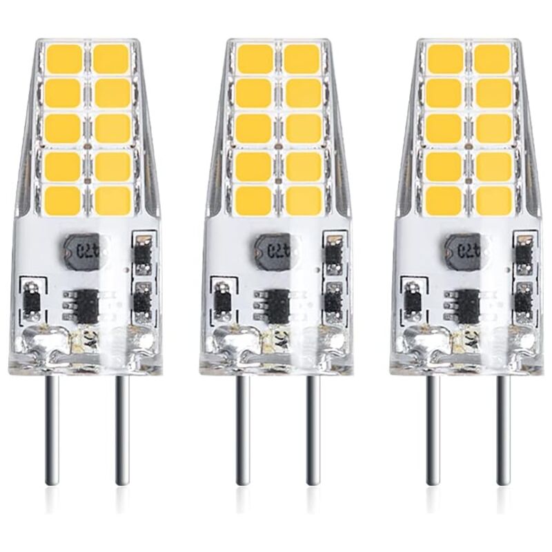 Aougo - 3PCS 3W 12V G6.35 led Light Bulb T3 / T4 / T5 Cap G6.35 / GY6.35 Base Warm White 3000K Replacement of 30W Halogen Bulb for Under Cabinet