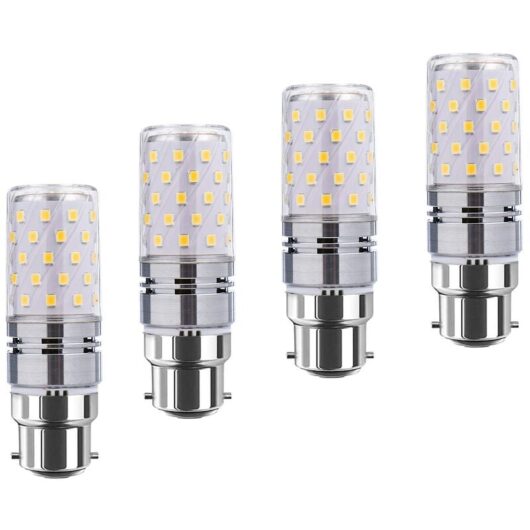 Aougo - B22 led Corn Bulbs12W, 100W Incandescent Equivalent, 1200lm, Warm White 3000K Candlestick Bulbs, Decorative Candle B22 Base, Non-Dimmable led