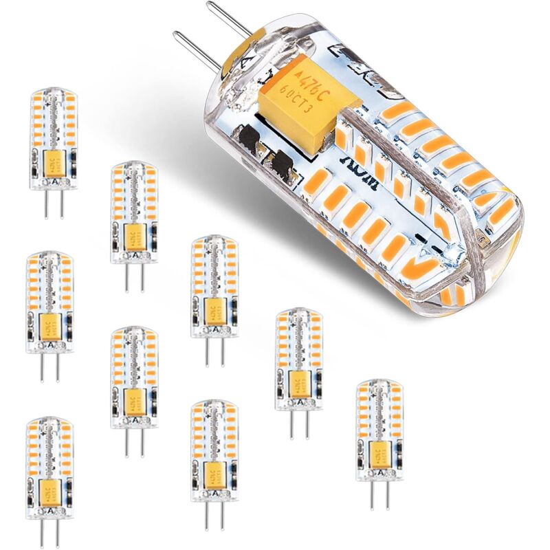 Aougo - G4 led Bulbs 12V ac/dc 3W No Flicker Energy Saving Lamp(Equivalent to 30W Halogen Bulb)Warm White 3000K,G4 led Light,300LM Not Dimmable,Pack