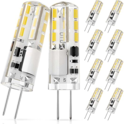 Aougo - G4 led Light Bulb, 1.4W Equivalent to 10W Halogen Lamp, ac/dc 12V, Cool White 6000K, 100LM, Non-Dimmable, Energy Saving, 360° Beam Angle - 10