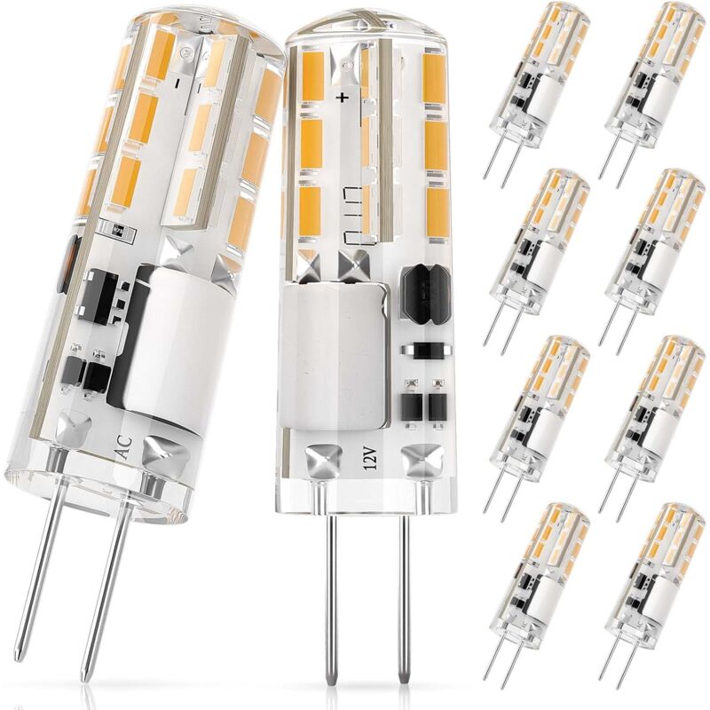 Aougo - G4 led Light Bulb, 1.4W Equivalent to 10W Halogen Lamp, ac/dc 12V, Warm White 3000K, 100LM, Non-Dimmable, Energy Saving, 360° Beam Angle - 10