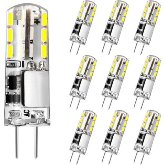 Aougo - G4 led Light Bulb, 12V 2W Equivalent 20W Halogen Bulb, Cool White 6000K, 180LM, Flicker Free, Energy Saving Bulb for Cooker Hood Chandelier,