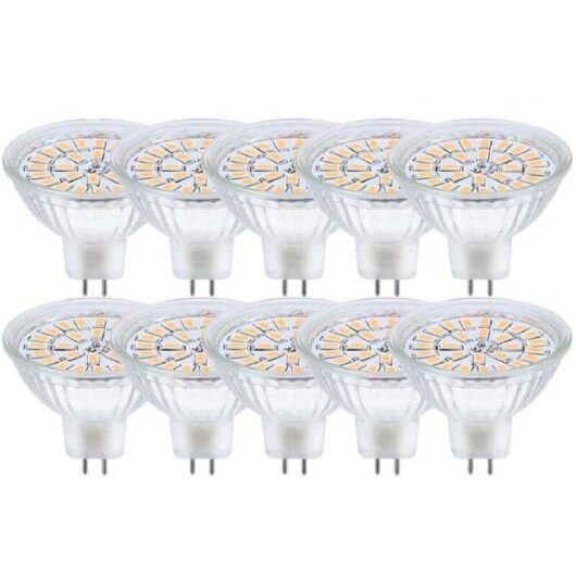 Aougo - GU5.3 led Light Bulb, MR16 led 12V 3W Equivalent to 30W 3000K Warm White Halogen Lamp, Non-Dimmable led Spot Light Bulbs, Pack of 10 [Energy