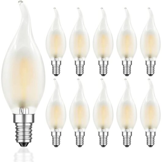 E14 4W Dimmable led Filament Bulb, Flame Light Bulbs, Warm White 2700K, 360° Beam Angle, 10 Pack