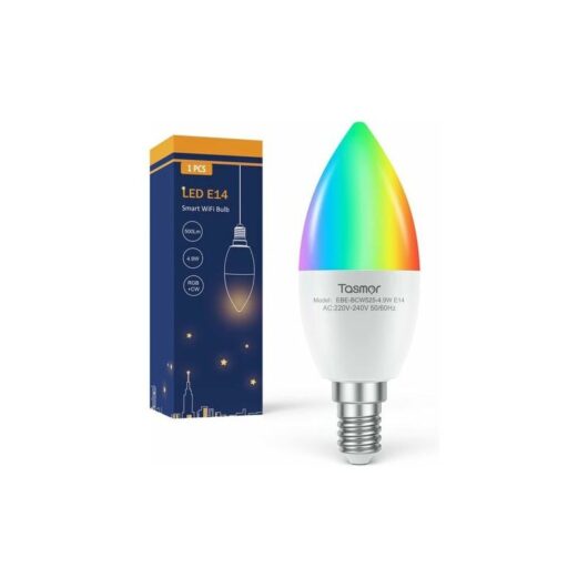 E14 WiFi Smart Bulb, 4.9W Smart E14 led Bulb Compatible with Alexa and Google Home, app Control, C37 rgb Multicolor and Warm Cool White Dimmable