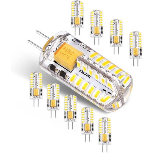 G4 led Bulbs 12V ac/dc 3W No Flicker Energy Saving Lamp(Equivalent to 30W Halogen Bulb)Cool White 6000K,G4 led Light,300LM Not Dimmable,Pack of 10