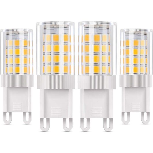 G9 LED Bulb, 5W Equivalent to 50W Halogen Lamps, 4 PCS LED Lamps Warm White 3000K, 360° Beam Angle, AC85-220V, 360LM, Non-Dimmable