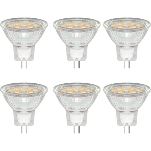 Longziming - 6 Pack GU4 led 3W Spot Light Bulb, Warm White 3000K, Equivalent to 20W 30W Halogen Lamp, 300LM, ac/dc 12V-24V, 120° Beam, Non-dimmable,