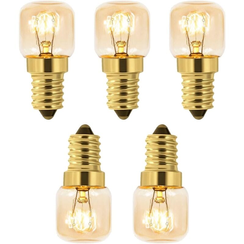 Memkey - Pack of 5 Salt Bulb 15W E14 T22, Warm White Incandescence 2700K, 80LM, ac 230V, Oven Bulb 15w 300°, For Oven, Fridge, Salt Lamp, Grill Ovens