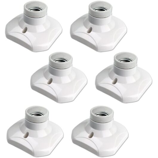 Pack of 6 E27 Screw Ceiling Socket ac 220-240V, Socket Holder for led Bulb, Ceiling Light Base E27 Socket