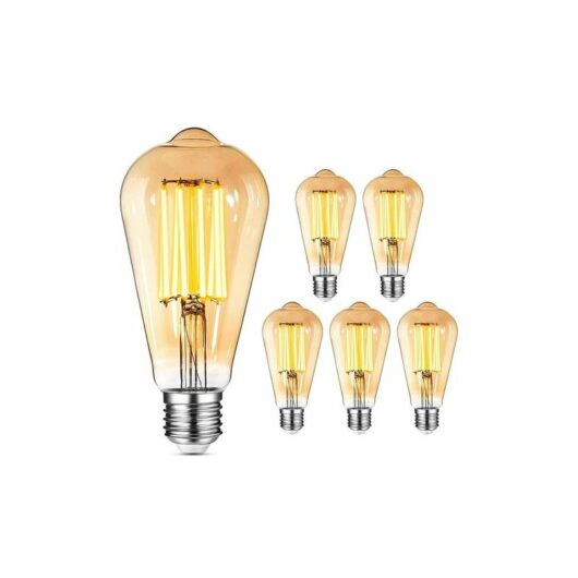 Retro led bulbE27-8W (equivalent to 80W) 1000LM/2400K, ST64 retro decorative incandescent light bulb for restaurant Dimmable old-fashioned