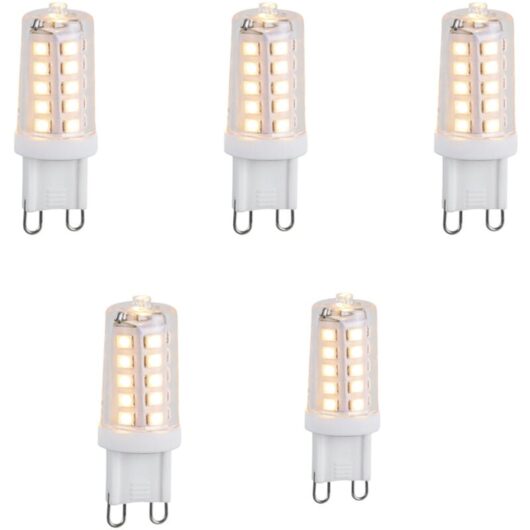 Set of 5 G9 Dimmable LED Bulbs 3.2W 250lm 2200K