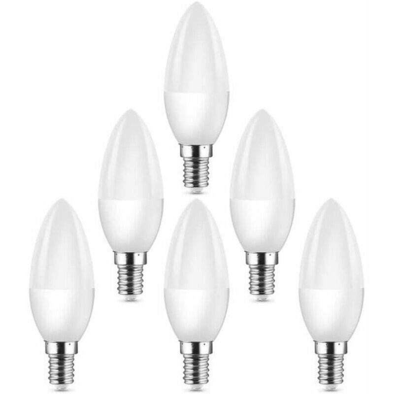 Small E14 Edison Screw led Bulbs Equivalent to 40W C37 Halogen Bulb 400lm 3000K Warm White Pack of 6