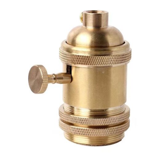 Vintage E26 E27 Bulb Holder Lamp Base Socket With Switch Copper Brass Copper Color(Gold)