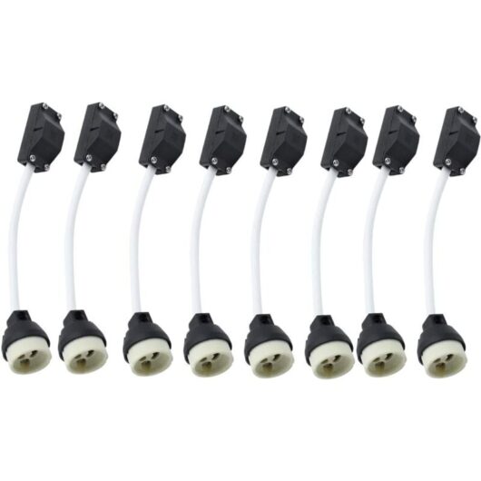 10pcs GU10 Ceramic Socket with Cable Connector 2A 250V GU10 Socket Base Adapter with Insulated Cable for GU10 LED Lamp CFLS Halogen Bulb Recessed