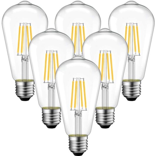 [6pcs] E27 4W LED Filament Bulb Screw Warm Light Transparent (3000K)