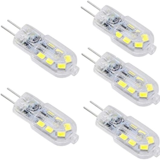 G4 LED 3W Bulb, 200LM, AC/DC12V, 25W Equivalent Halogen Bulb, White 6000K, SMD 2835 LED Bulb 360 Beam Angle for Indoor Ceiling Kitchen Lighting, 5