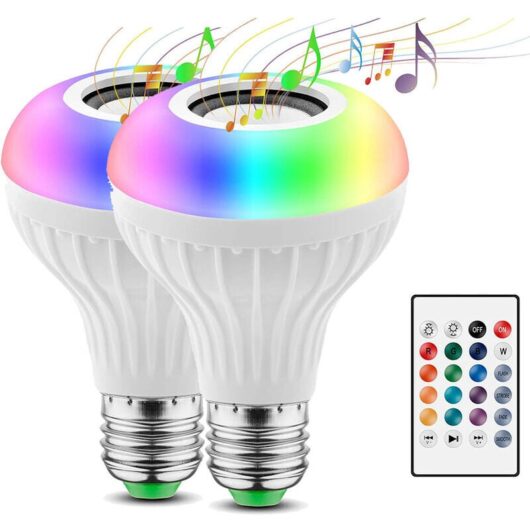 Linghhang - Pack of 2 E27 Bluetooth Smart led Bulbs bleosan, Connected Bulb Synchronize with Music Rhythm