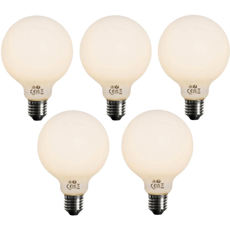 Set of 5 E27 3-Step Dimmable LED Bulb Opal G95 4W 450lm 2700K