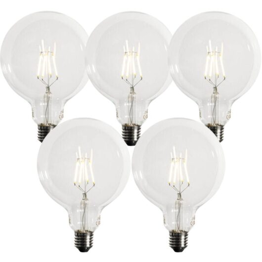 Set of 5 E27 Dimmable LED Bulb G125 5W 450lm 3000K