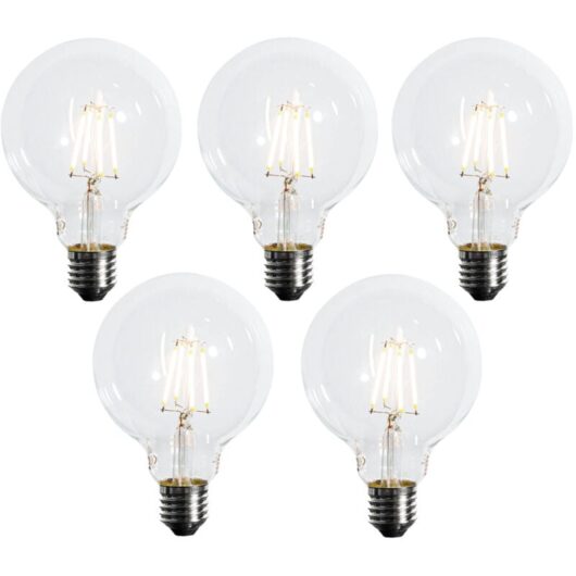 Set of 5 E27 Dimmable LED Bulb G95 5W 450 lm 2700K