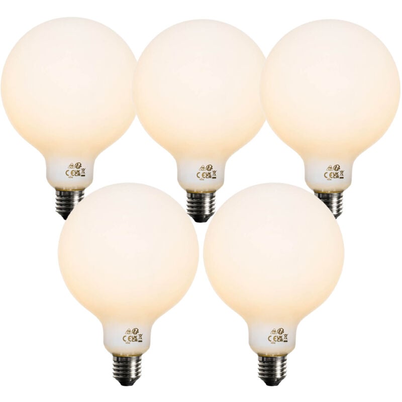 Set of 5 E27 Dimmable LED Bulb Opal G125 5W 450lm 2200K