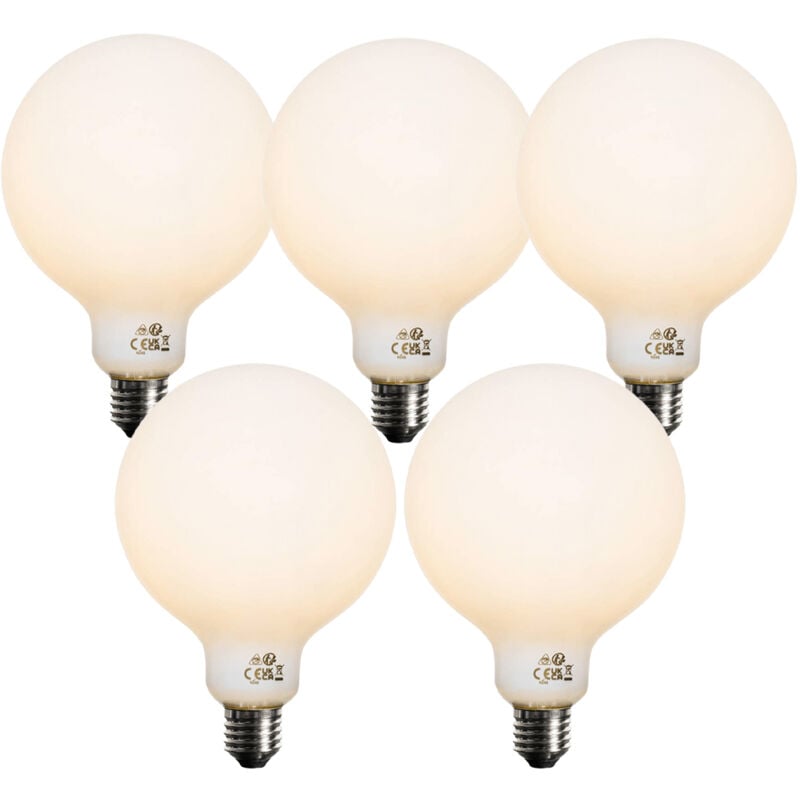 Set of 5 E27 Dimmable LED Bulb Opal G125 5W 450lm 2700K