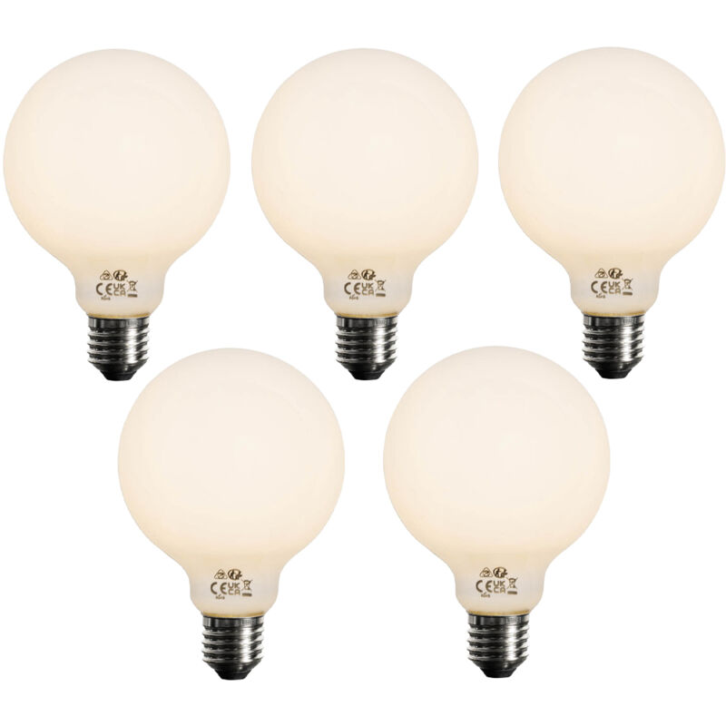 Set of 5 E27 Dimmable LED Bulb Opal G95 5W 450lm 2700K