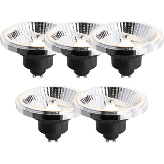 Set of 5 GU10 Dimmable LED Bulb 111mm 10.5W 770lm 2700K