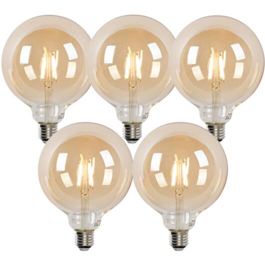 Set of 5 Smart E27 LED Bulbs G125 Gold 4.9W 470lm 1800-4000K