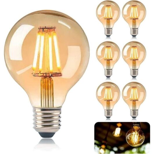 Volavo - ccykxa E27 Retro Edison Bulbs, 6 Pack (Non-Dimmable), E27 G80 4W led Edison Light Bulbs, Retro Filament Edison Bulbs, Warm White Retro