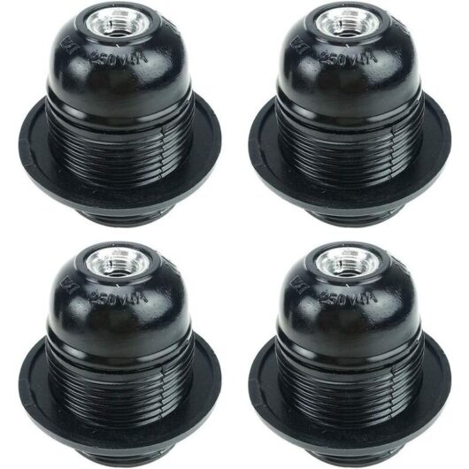 Black E27 Screw, E27 Bulb Holder, 4 Pieces E27 Socket, E27 Socket Light Bulb, Solid Light Bulb Socket, Black Adapter Socket, Lamp Sockets Decoration