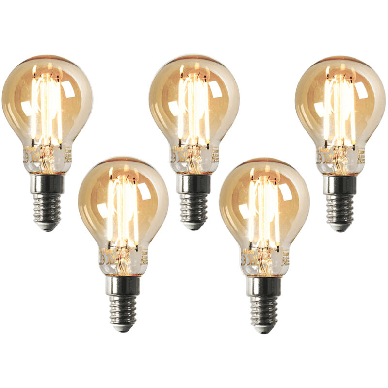 Set of 5 Smart E14 led Bulbs P45 Gold 4.9W 470lm 1800-4000K