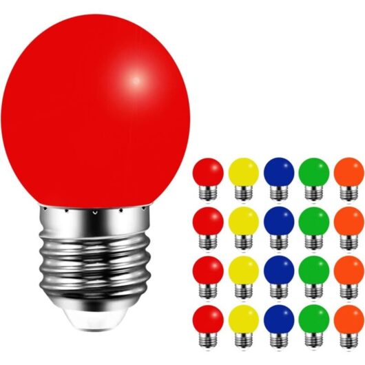 20 Pack E27 3W Golf Ball Colorful LED Bulbs, AC220V, Non-Dimmable, Plastic Cover, Indoor Outdoor Multicolor Bulb String Wedding Party Bar Atmosphere