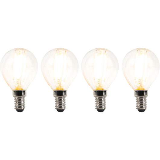 Set of 4 E14 Dimmable led Bulbs P45 Clear 3W 250LM 2700K